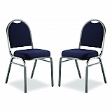 9200 Series Premium Upholstered Stack Chair, Fabric, Supports 500 lb, 19" Seat Ht, Midnight Blue Seat/Back, Silver Base, 2/PK (9254SV2)