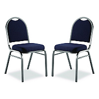 9200 Series Premium Upholstered Stack Chair, Fabric, Supports 500 lb, 19" Seat Ht, Midnight Blue Seat/Back, Silver Base, 2/PK (9254SV2)
