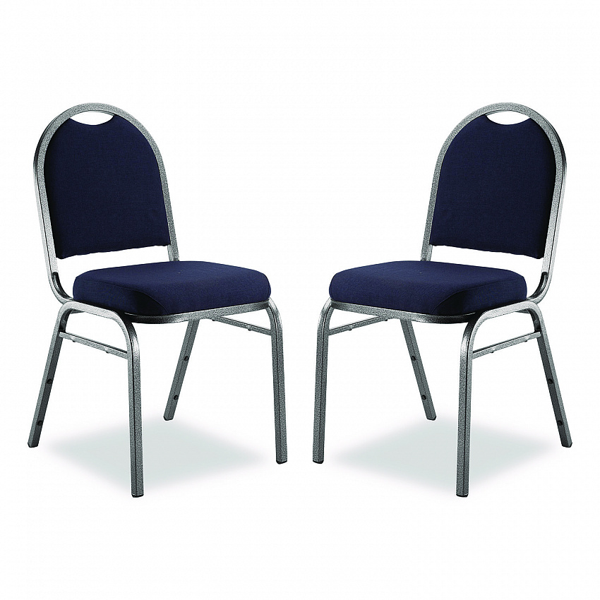 9200 Series Premium Upholstered Stack Chair, Fabric, Supports 500 lb, 19" Seat Ht, Midnight Blue Seat/Back, Silver Base, 2/PK (9254SV2)