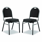 9200 Series Premium Upholstered Stack Chair, Fabric, Supports 500 lb,19" Seat Height, Ebony Black Seat/Back, Black Base, 2/PK (9260BT2)