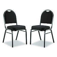 9200 Series Premium Upholstered Stack Chair, Fabric, Supports 500 lb,19" Seat Height, Ebony Black Seat/Back, Black Base, 2/PK (9260BT2)