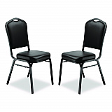9300 Series Deluxe Upholstered Stack Chair, Vinyl, Supports Up to 500 lb, 19" Seat Height, Black Seat/Back/Base, 2/Pack (9310BT2)