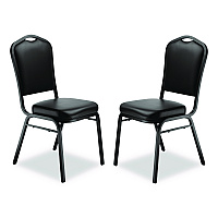 9300 Series Deluxe Upholstered Stack Chair, Vinyl, Supports Up to 500 lb, 19" Seat Height, Black Seat/Back/Base, 2/Pack (9310BT2)
