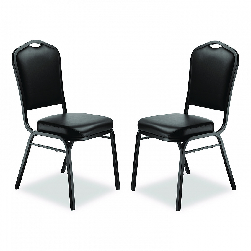 9300 Series Deluxe Upholstered Stack Chair, Vinyl, Supports Up to 500 lb, 19" Seat Height, Black Seat/Back/Base, 2/Pack (9310BT2)