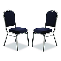 9300 Series Deluxe Upholstered Stack Chair, Fabric, Supports 500 lb, 19" Seat Ht, Midnight Blue Seat/Back, Silver Base, 2/PK (9354SV2)