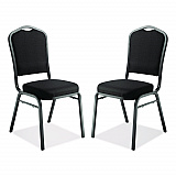9300 Series Deluxe Upholstered Stack Chair, Fabric, Supports 500 lb, 19" Seat Height, Ebony Black Seat/Back, Black Base, 2/PK (9360BT2)