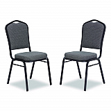 9300 Series Deluxe Upholstered Stack Chair, Fabric, Supports 500 lb,19" Seat Ht, Nat Graystone Seat/Back, Black Base, 2/PK (9362BT2)