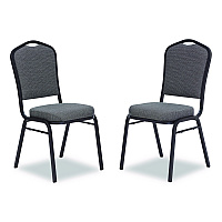 9300 Series Deluxe Upholstered Stack Chair, Fabric, Supports 500 lb,19" Seat Ht, Nat Graystone Seat/Back, Black Base, 2/PK (9362BT2)