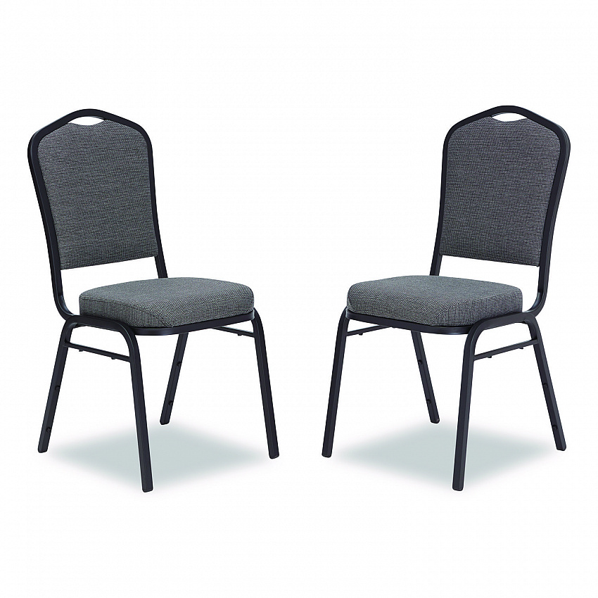 9300 Series Deluxe Upholstered Stack Chair, Fabric, Supports 500 lb,19" Seat Ht, Nat Graystone Seat/Back, Black Base, 2/PK (9362BT2)