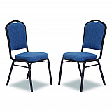 9300 Series Deluxe Upholstered Stack Chair, Fabric, Supports 500 lb, 19" Seat Ht, Natural Blue Seat/Back, Black Base, 2/Pack (9374BT2)