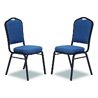 9300 Series Deluxe Upholstered Stack Chair, Fabric, Supports 500 lb, 19" Seat Ht, Natural Blue Seat/Back, Black Base, 2/Pack (9374BT2)