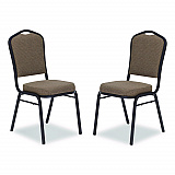 9300 Series Deluxe Upholstered Stack Chair, Fabric, Supports 500 lb, 19" Seat Ht, Natural Taupe Seat/Back, Black Base, 2/Pack (9378BT2)