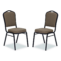 9300 Series Deluxe Upholstered Stack Chair, Fabric, Supports 500 lb, 19" Seat Ht, Natural Taupe Seat/Back, Black Base, 2/Pack (9378BT2)