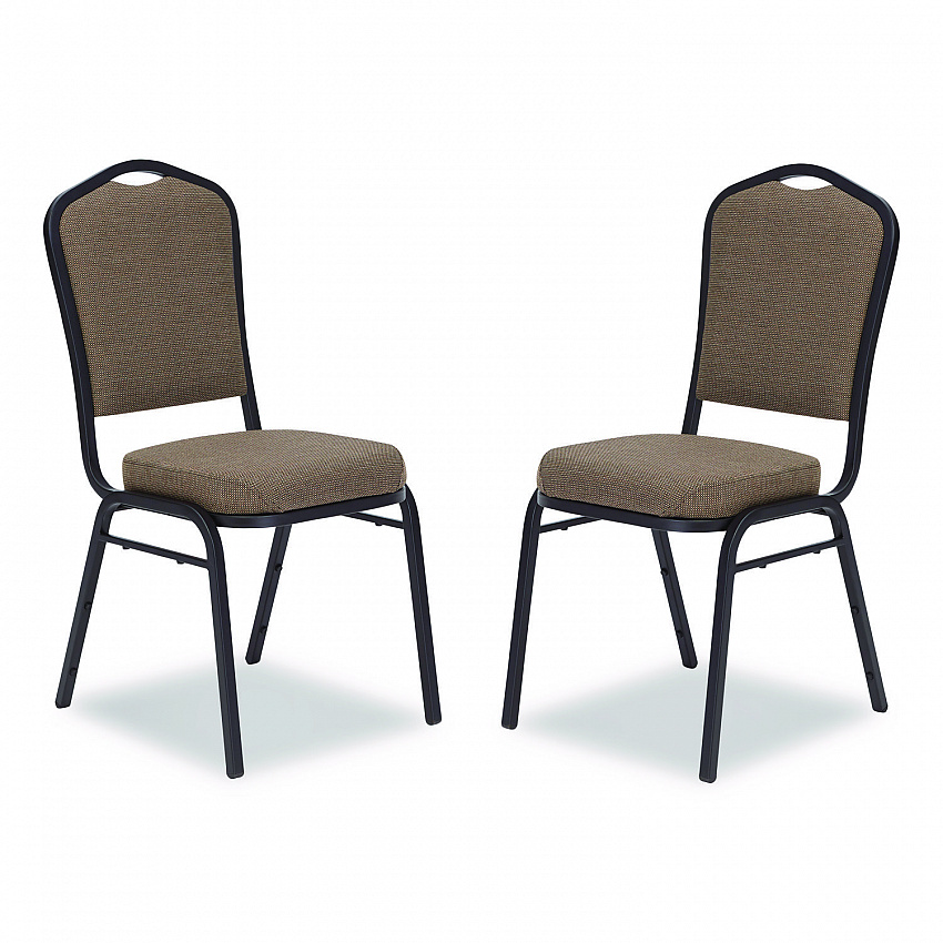 9300 Series Deluxe Upholstered Stack Chair, Fabric, Supports 500 lb, 19" Seat Ht, Natural Taupe Seat/Back, Black Base, 2/Pack (9378BT2)