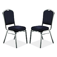 9300 Series Deluxe Upholstered Stack Chair, Fabric, Supports 500 lb, 19" Seat Ht, Diamond Navy Seat/Back, Silver Base, 2/Pack (9364SV2)