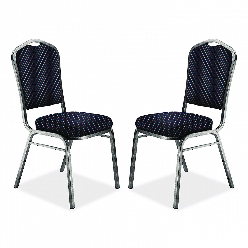 9300 Series Deluxe Upholstered Stack Chair, Fabric, Supports 500 lb, 19" Seat Ht, Diamond Navy Seat/Back, Silver Base, 2/Pack (9364SV2)