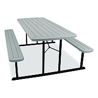 Blow Molded Folding Picnic Table, Rectangular, 57w x 72d x 29.5h, Speckled Gray Top, Black Base/Legs (BMPT3072BK02)