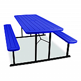 Blow Molded Folding Picnic Table, Rectangular, 57w x 72d x 29.5h, Blue Top, Black Base/Legs (BMPT3072BK04)