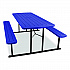 Blow Molded Folding Picnic Table, Rectangular, 57w x 72d x 29.5h, Blue Top, Black Base/Legs (BMPT3072BK04)