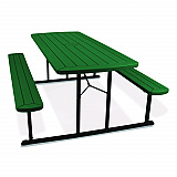 Blow Molded Folding Picnic Table, Rectangular, 57w x 72d x 29.5h, Green Top, Black Base/Legs (BMPT3072BK06)