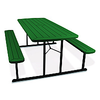 Blow Molded Folding Picnic Table, Rectangular, 57w x 72d x 29.5h, Green Top, Black Base/Legs (BMPT3072BK06)