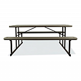 Blow Molded Folding Picnic Table, Rectangular, 57w x 72d x 29.5h, Brown Top, Brown Base/Legs (BMPT3072BR03)