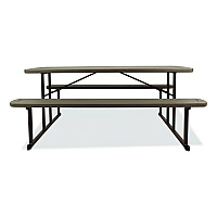 Blow Molded Folding Picnic Table, Rectangular, 57w x 72d x 29.5h, Brown Top, Brown Base/Legs (BMPT3072BR03)