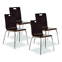 Bushwick Series Bentwood Chair, Supports Up to 500 lb, 18" Seat Height, Espresso Seat, Espresso Back, Chrome Base, 4/Carton (BCC214)