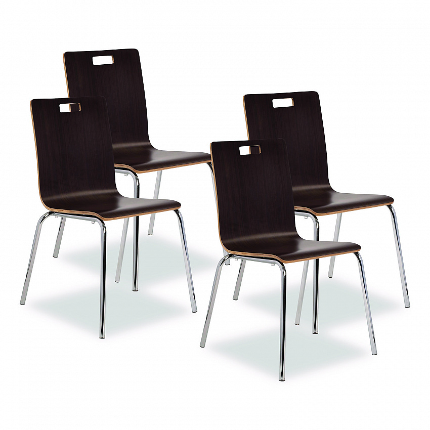 Bushwick Series Bentwood Chair, Supports Up to 500 lb, 18" Seat Height, Espresso Seat, Espresso Back, Chrome Base, 4/Carton (BCC214)