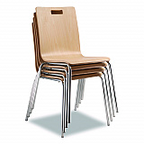 Bushwick Series Bentwood Chair, Supports Up to 500 lb, 18" Seat Height, Natural Seat, Natural Back, Chrome Base, 4/Carton (BCC224)
