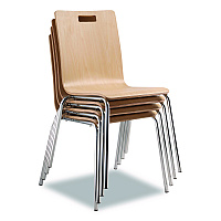 Bushwick Series Bentwood Chair, Supports Up to 500 lb, 18" Seat Height, Natural Seat, Natural Back, Chrome Base, 4/Carton (BCC224)
