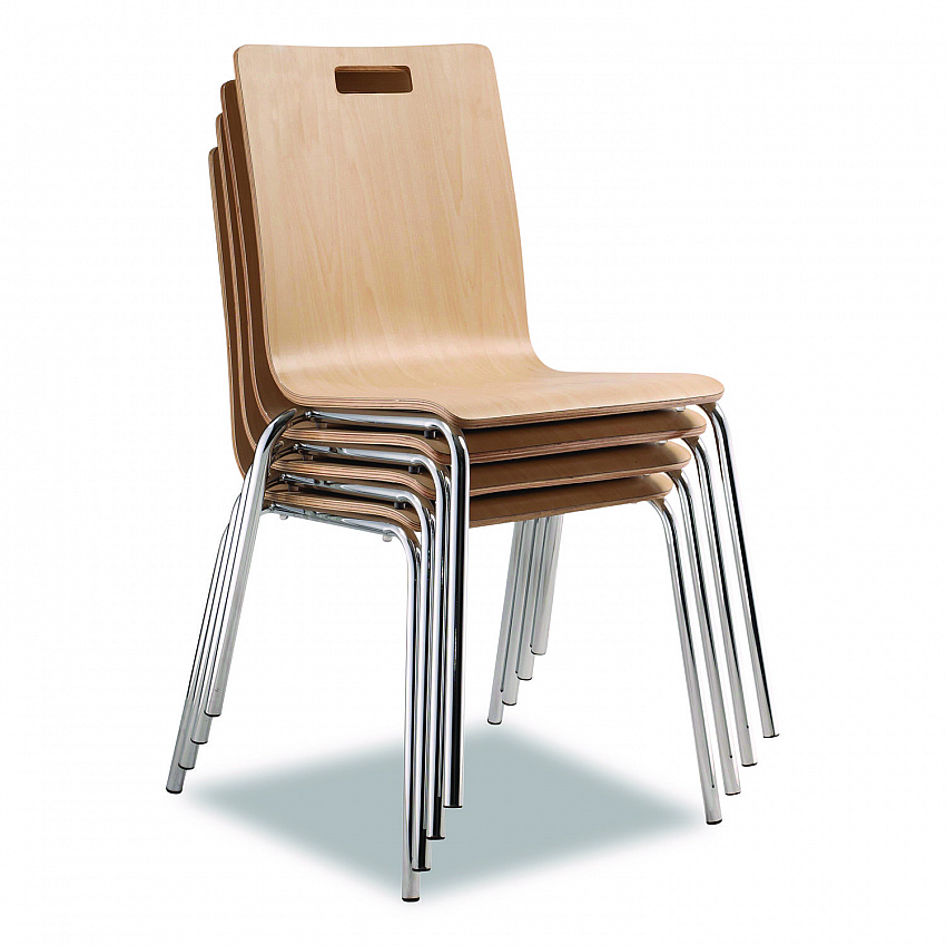 Bushwick Series Bentwood Chair, Supports Up to 500 lb, 18" Seat Height, Natural Seat, Natural Back, Chrome Base, 4/Carton (BCC224)