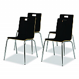 Bushwick Series Bentwood Chair, Supports Up to 500 lb, 18" Seat Height, Black Seat, Black Back, Chrome Base, 4/Carton (BCC234)