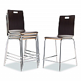 Bushwick Series Bentwood Stool, Counter Height, Supports Up to 500 lb, 24" Seat Height, Espresso Seat/Back, Chrome Base, 4/CT (BCM214)