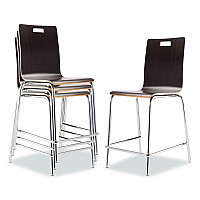 Bushwick Series Bentwood Stool, Counter Height, Supports Up to 500 lb, 24" Seat Height, Espresso Seat/Back, Chrome Base, 4/CT (BCM214)
