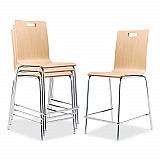 Bushwick Series Bentwood Stool, Counter Height, Supports Up to 500 lb, 24" Seat Height, Natural Seat/Back, Chrome Base, 4/CT (BCM224)