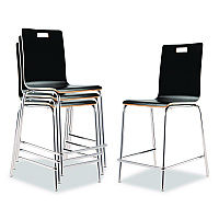 Bushwick Series Bentwood Stool, Counter Height, Supports Up to 500 lb, 24" Seat Height, Black Seat/Back, Chrome Base, 4/CT (BCM234)