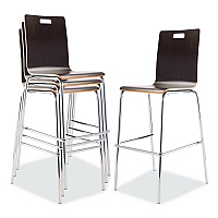 Bushwick Series Bentwood Stool, Supports Up to 500 lb, 30" Seat Height, Espresso Seat, Espresso Back, Chrome Base, 4/Carton (BCS214)