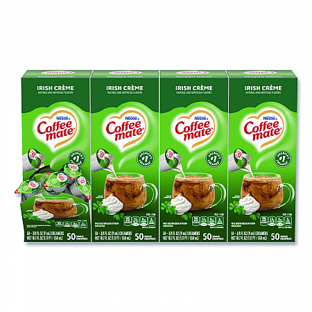 Liquid Coffee Creamer, Irish Cream, 0.38 oz Mini Cups, 50/Box, 4 Boxes/Carton (35112CT)