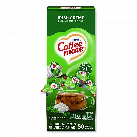 Liquid Coffee Creamer, Irish Cream, 0.38 oz Mini Cups, 50/Box (35112)