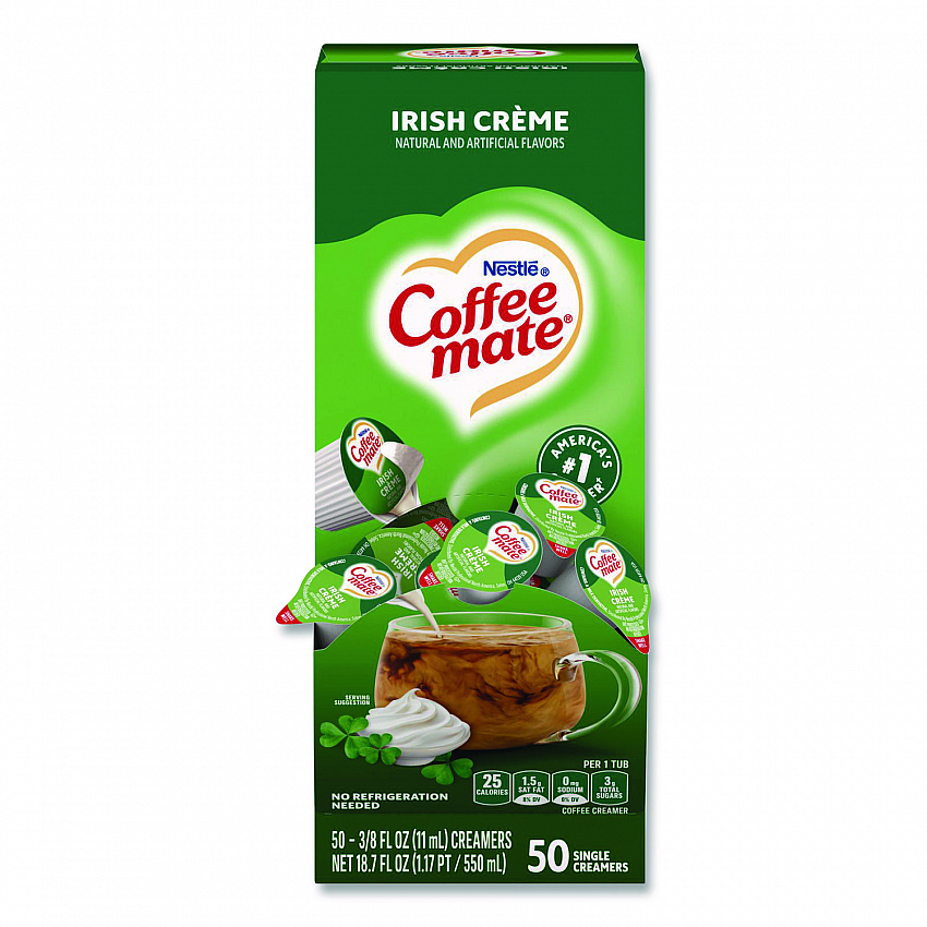 Liquid Coffee Creamer, Irish Cream, 0.38 oz Mini Cups, 50/Box (35112)