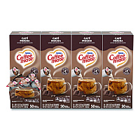 Liquid Coffee Creamer, Cafe Mocha, 0.38 oz Mini Cups, 50/Box, 4 Boxes/Carton (35115CT)