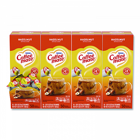 Liquid Coffee Creamer, Hazelnut, 0.38 oz Mini Cups, 50/Box, 4 Boxes/Carton (35180CT)