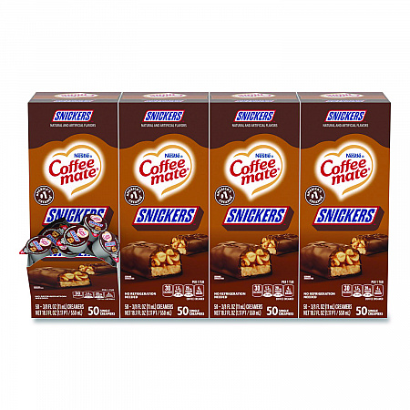 Liquid Coffee Creamer, Snickers, 0.38 oz Mini Cups, 200/Carton (61425CT)