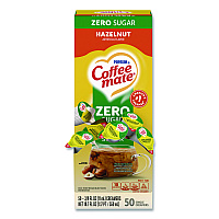 Liquid Coffee Creamer, Zero Sugar Hazelnut, 0.38 oz Mini Cups, 50/Box (98468BX)