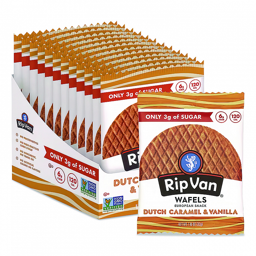 Wafels - Single Serve, Dutch Caramel and Vanilla, 1.16 oz Pack, 12/Box (00334)
