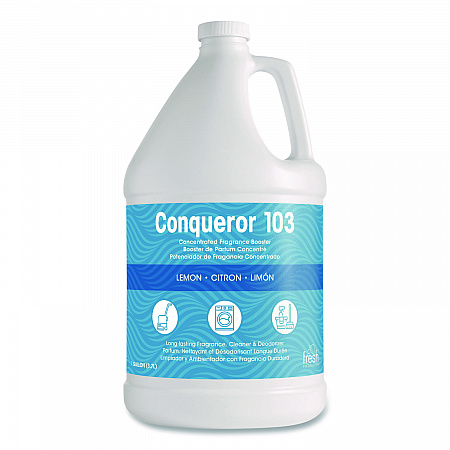 Conqueror 103 Odor Counteractant Concentrate, Lemon, 1 gal Bottle, 4/Carton (1WBLE)