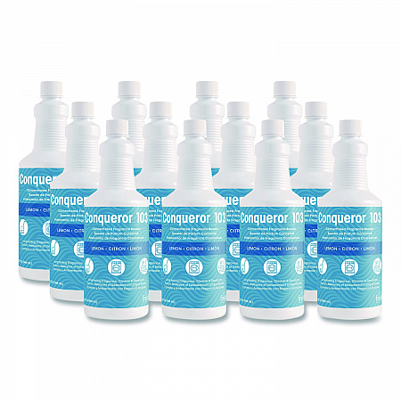 Conqueror 103 Odor Counteractant Concentrate, Lemon, 32 oz Bottle, 12/Carton (1232WBLECT)