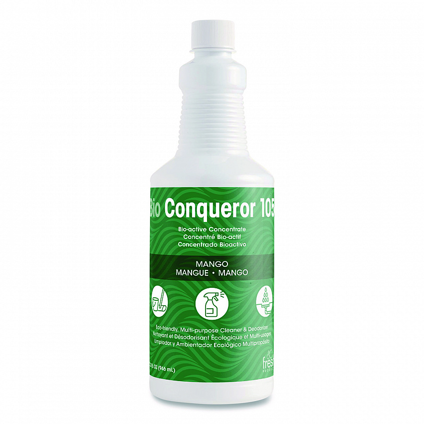Bio Conqueror 105 Enzymatic Odor Counteractant Concentrate, Mango, 32 oz Bottle, 12/Carton (1232BWBMG)