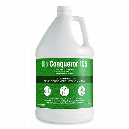 Bio Conqueror 105 Enzymatic Odor Counteractant Concentrate, Cucumber Melon, 1 gal Bottle, 4/Carton (1BWBCMF)